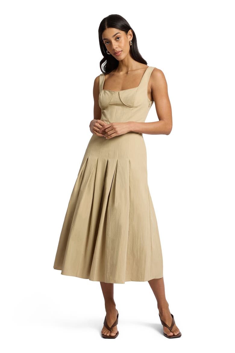 Sweetheart Pleated Dress, Main, color, Jute