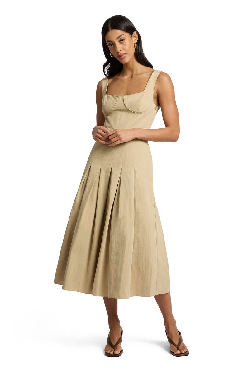 Onia Sweetheart Pleated Dress, Main, color, Jute