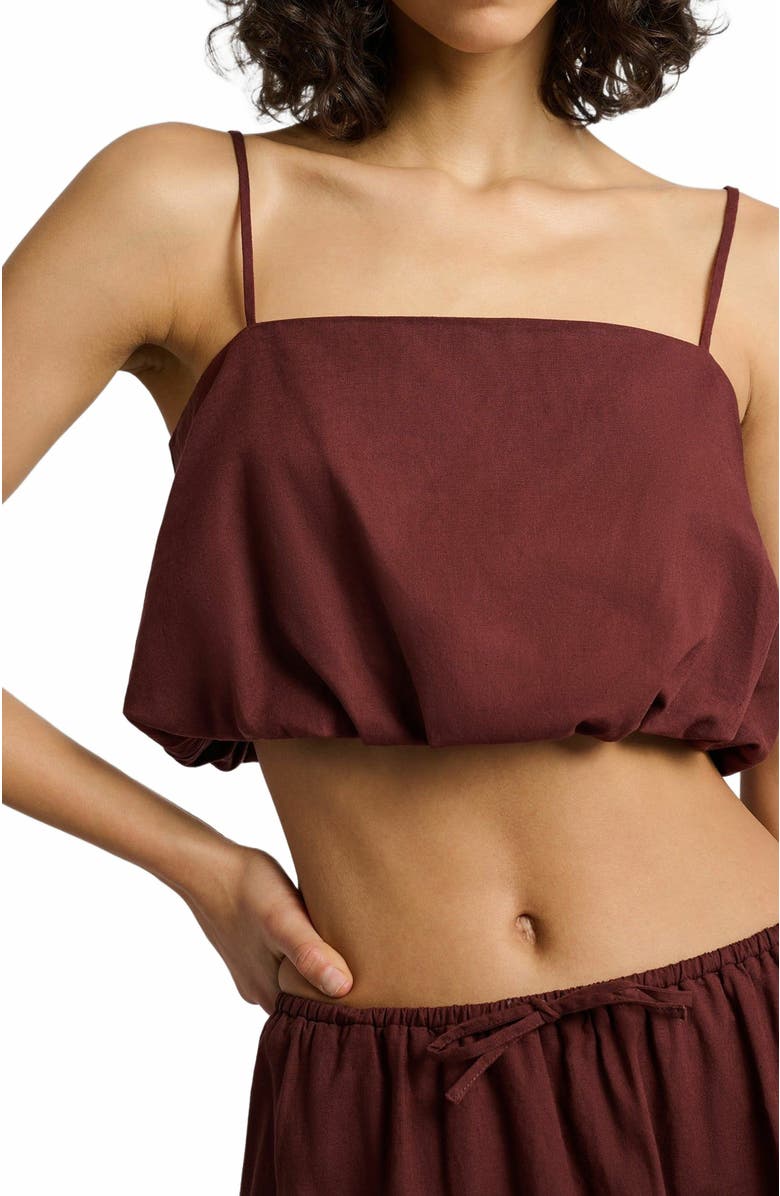 Onia Air Linen Bubble Crop Top, Alternate, color, Rum