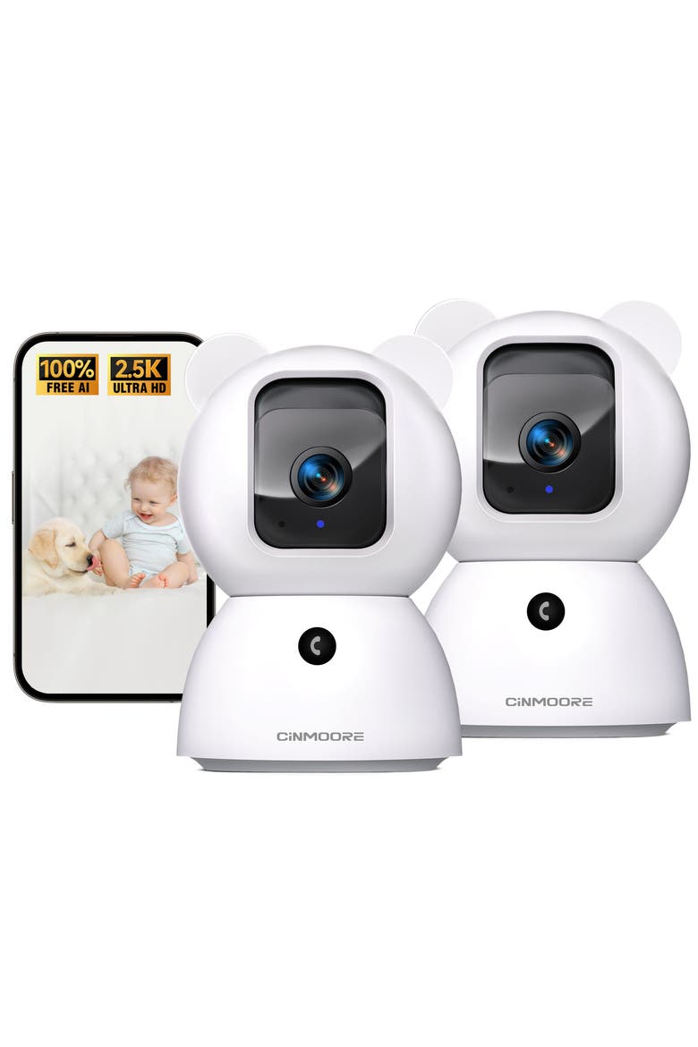 2 pack Single Band WiFi Indoor WiFi Camera, Main, color, White