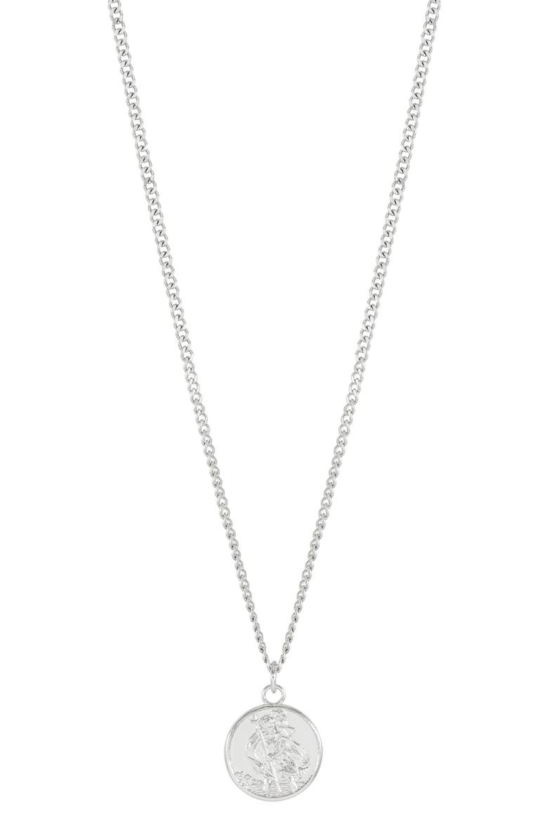 St. Christopher Pendant Necklace, Main, color, SILVER