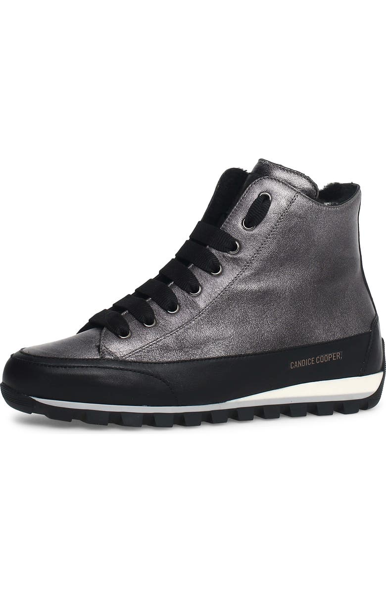 Candice Cooper Janis Genuine Shearling Sneaker, Alternate, color, Metallic Black