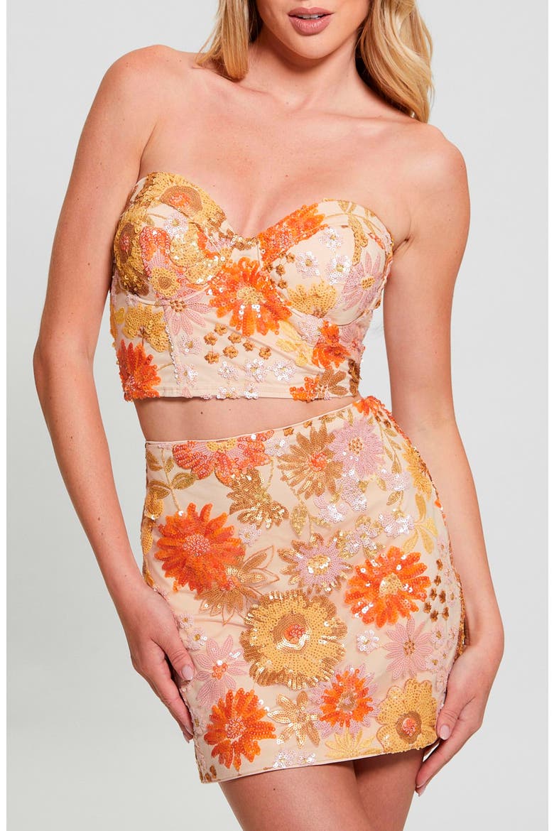 Fia Sequin Floral Underwire Crop Top, Main, color, SATIN ROSE MULTI