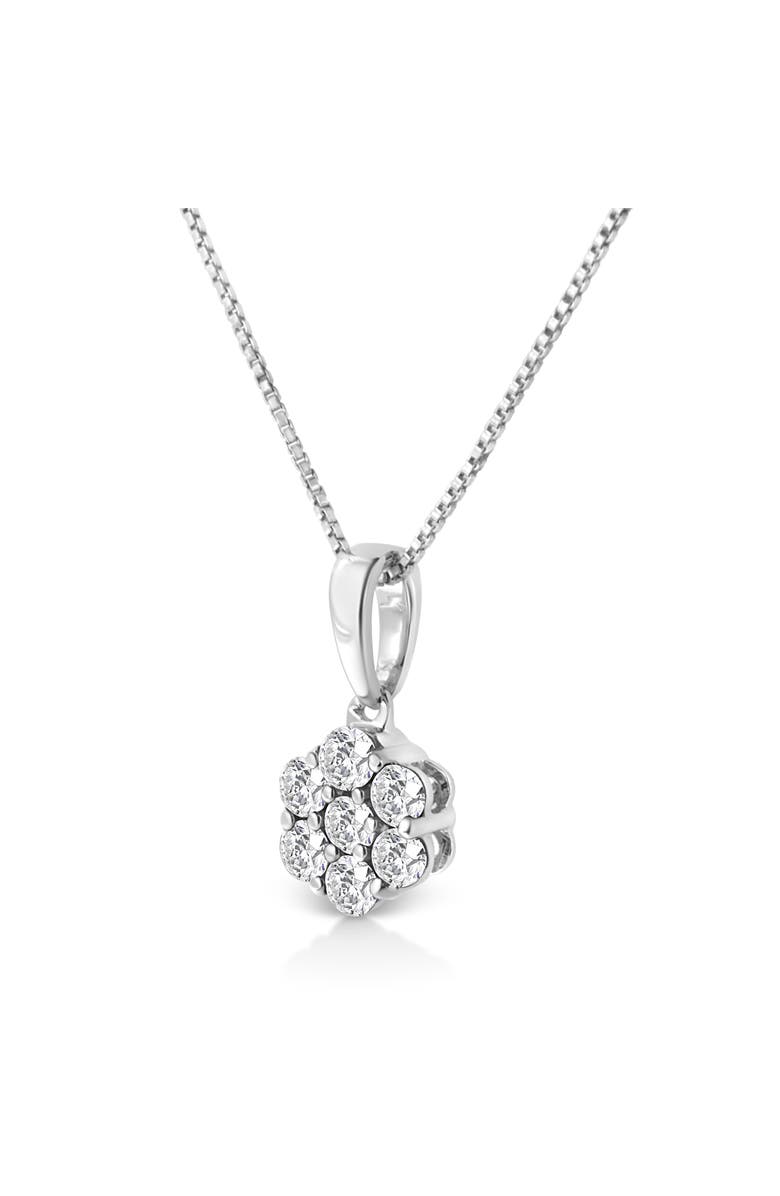 Haus of Brilliance 14KT White Gold 1/2 cttw Diamond Floral Cluster Pendant Necklace, Alternate, color, White