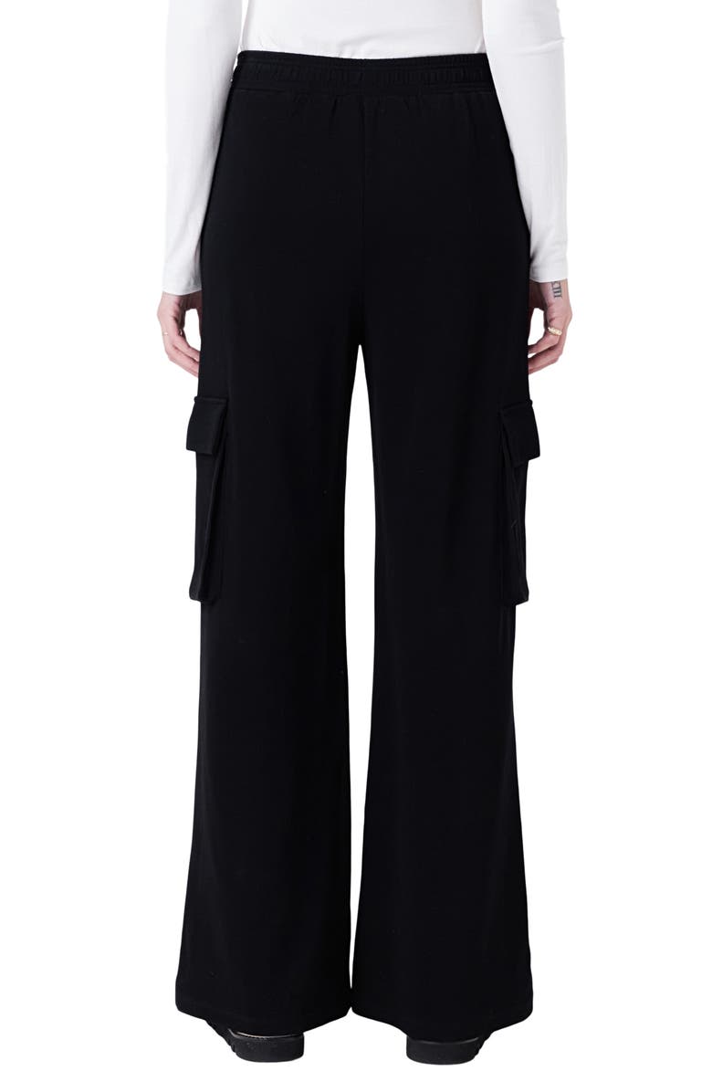 Grey Lab Stretch Cotton Knit Wide Leg Pants, Alternate, color, Black