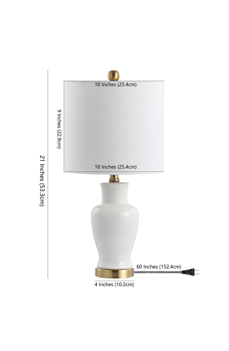 JONATHAN Y Chi Ceramic/Iron Modern Classic LED Table Lamp, Alternate, color, White
