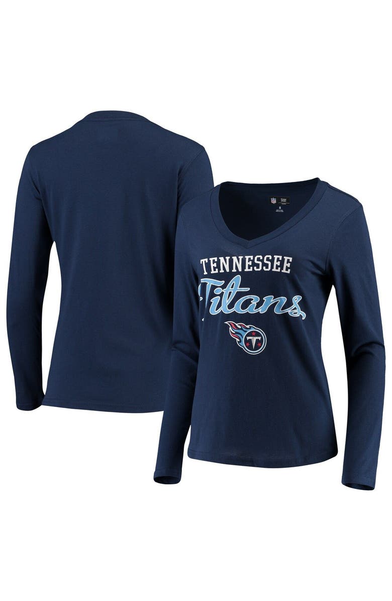 G-III 4HER BY CARL BANKS Women's G-III 4Her by Carl Banks Navy Tennessee Titans Post Season Long Sleeve V-Neck T-Shirt, Main, color,