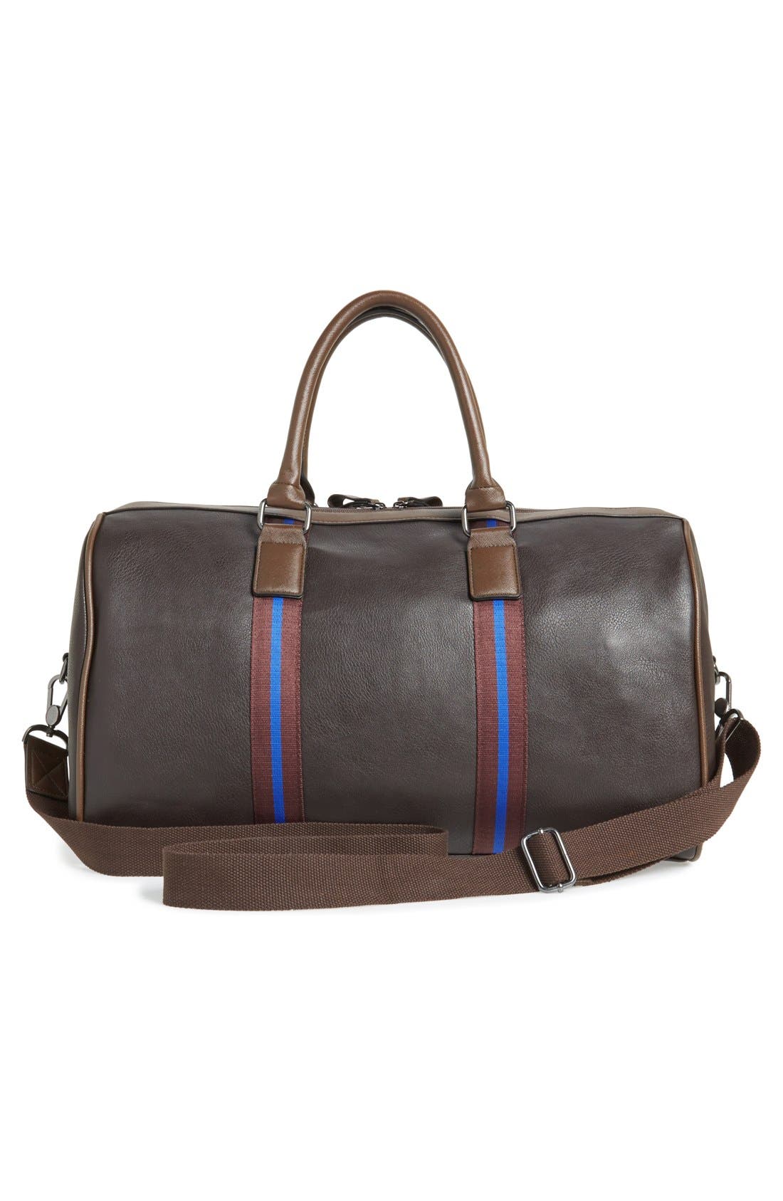 Striped Duffel Bag, Alternate, color, CHOCOLATE