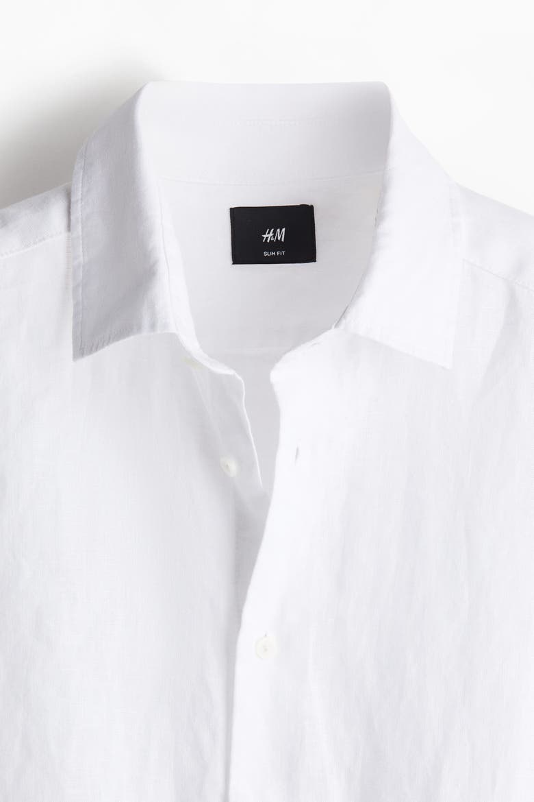 Slim Fit Linen Shirt, Alternate, color, White