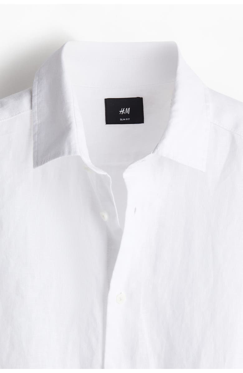 H&M Slim fit linen shirt, Alternate, color, White