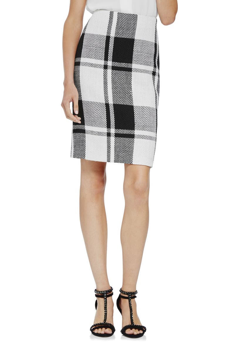 Plaid Pencil Skirt, Main, color, RICH BLACK