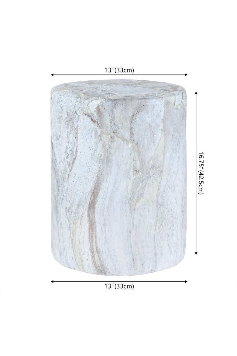 Troy Modern Faux Marble Cylinder Accent Table, Round Pedestal End Table & Decorative Indoor Stool for Living Room, Alternate, color, Gray/Gold