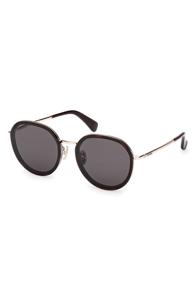 Max Mara 57mm Round Sunglasses, Alternate, color, Dark Havana / Smoke