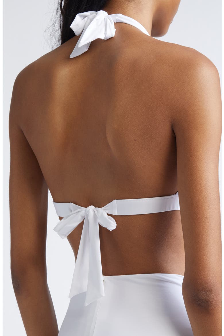 Beachwear Jersey Halter Bikini Top, Alternate, color, WHITE