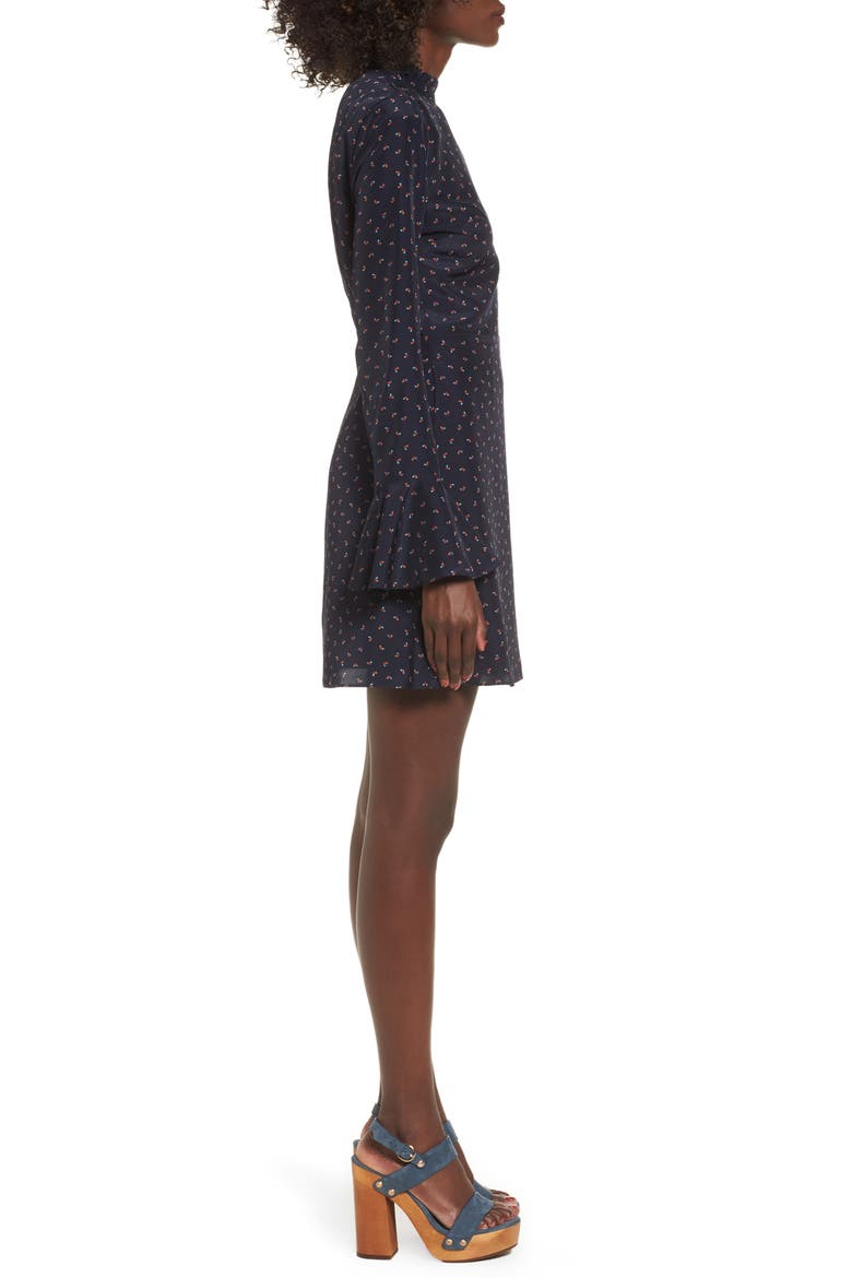 High Neck Fit & Flare Dress, Alternate, color, NAVY MULTI