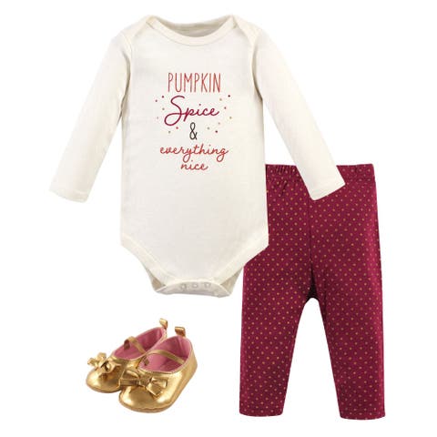 Girl's Long-Sleeve Bodysuit, Pants, and Footwear Outfit