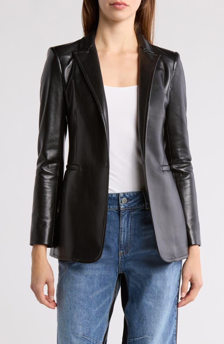 Alice + Olivia Breann Faux Leather Blazer, Main, color, 