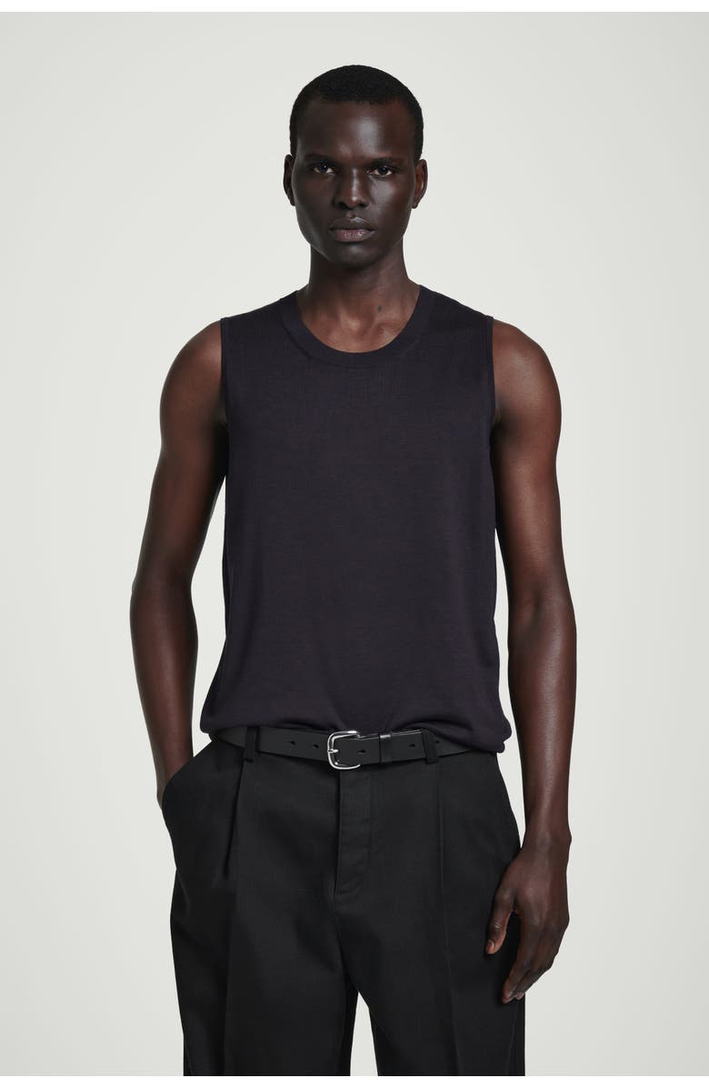 COS Relaxed Knitted Silk Vest, Main, color, Dark Brown