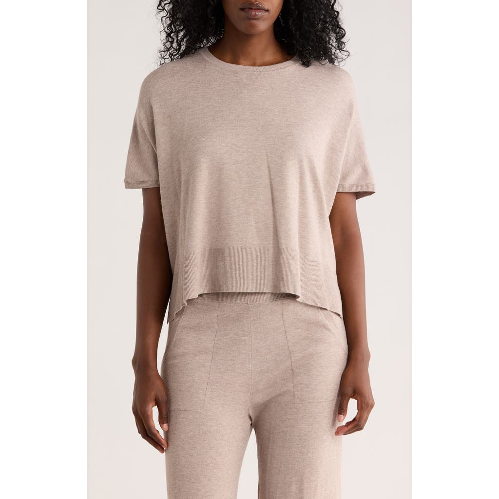 Splendid Jette Short Sleeve Crop Sweater In Gray