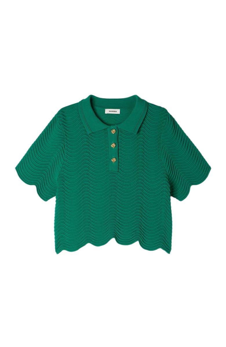 SANDRO Decorative knit polo-neck sweater, Alternate, color, Emeuraude Green