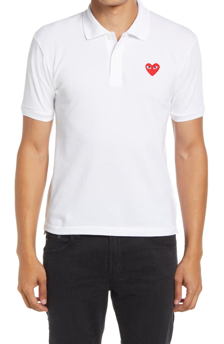 Comme des Garçons PLAY Heart Logo Slim Fit Polo, Main, color,