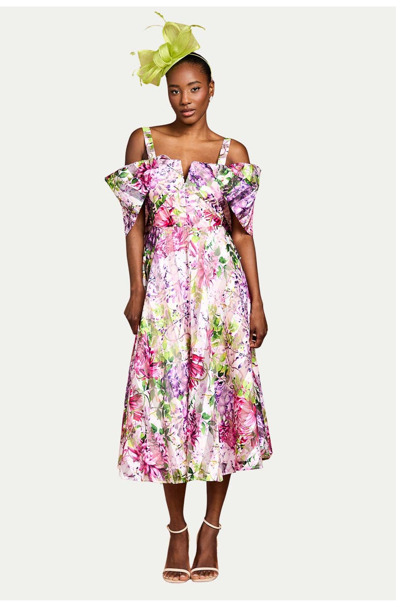 Coast Organza Bardot Midi Dress, Alternate, color, Pink