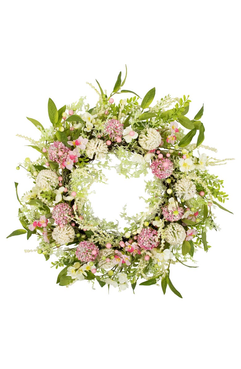 Northlight Allium and Lavender Spring Wreath - 28" - Pink, Main, color, Pink