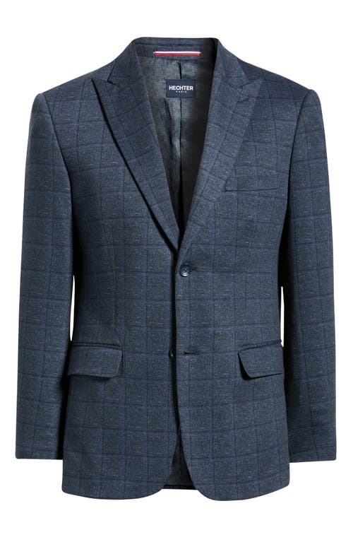 DANIEL HECHTER Navy Shadow Check Slub Cotton Blend Sport Coat in Blue  product