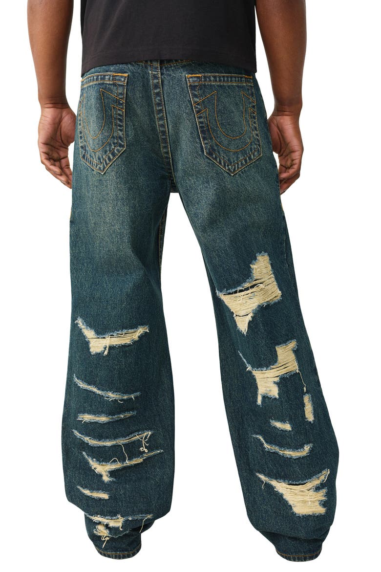 Vinny Destroyed Distressed Wide Leg Jeans, Alternate, color, RUSTED DENIM DARK WASH