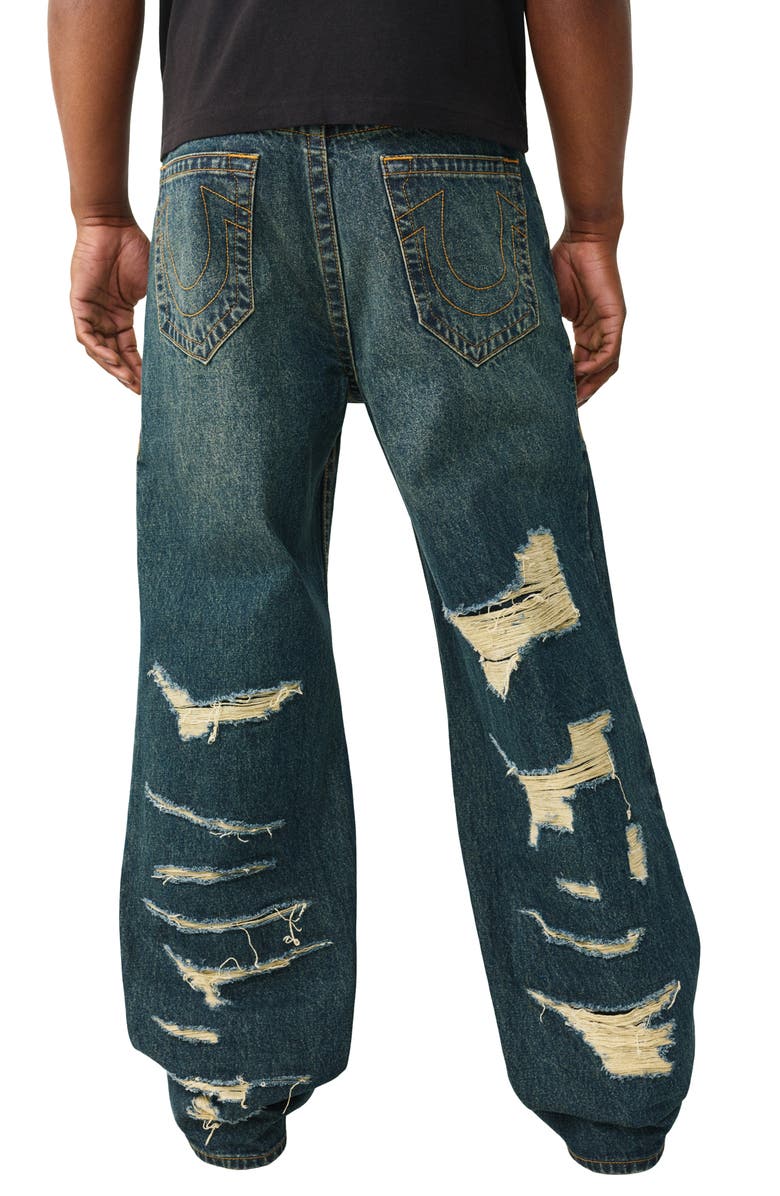 True Religion Vinny Destroyed Distressed Wide Leg Jeans, Alternate, color, Rusted Denim Dark Wash