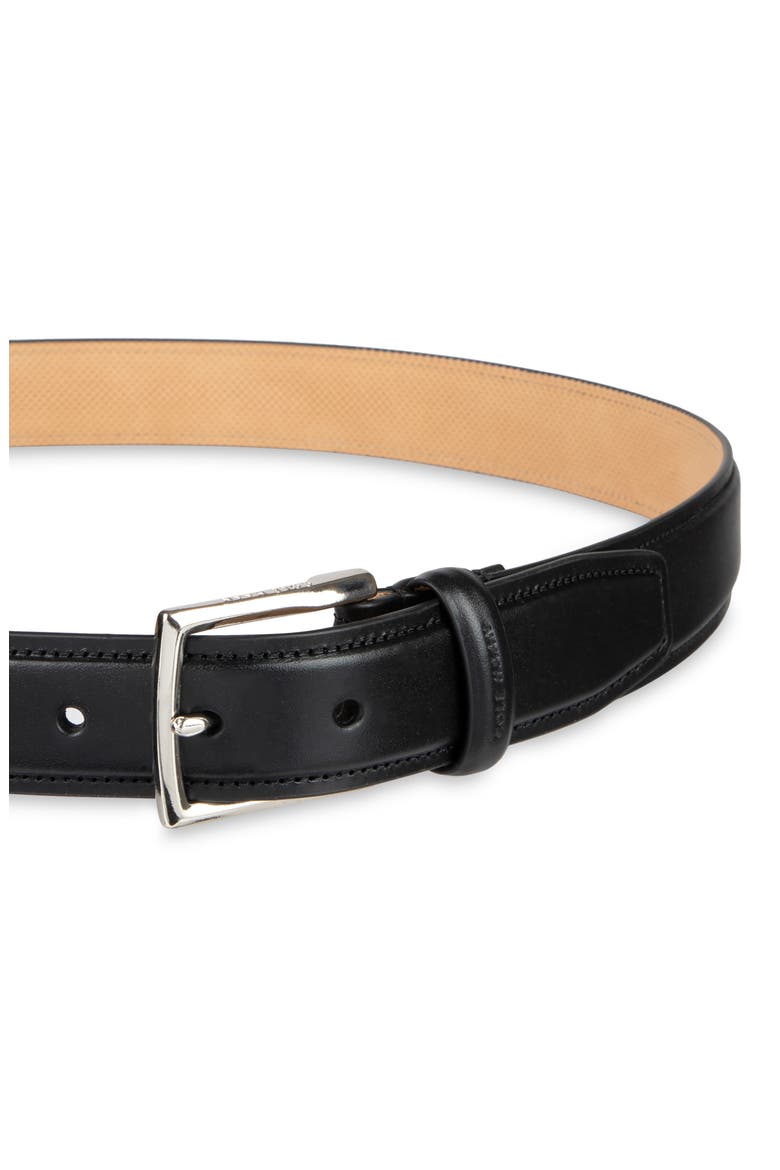 Burnished Edge Leather Belt, Alternate, color, BLACK