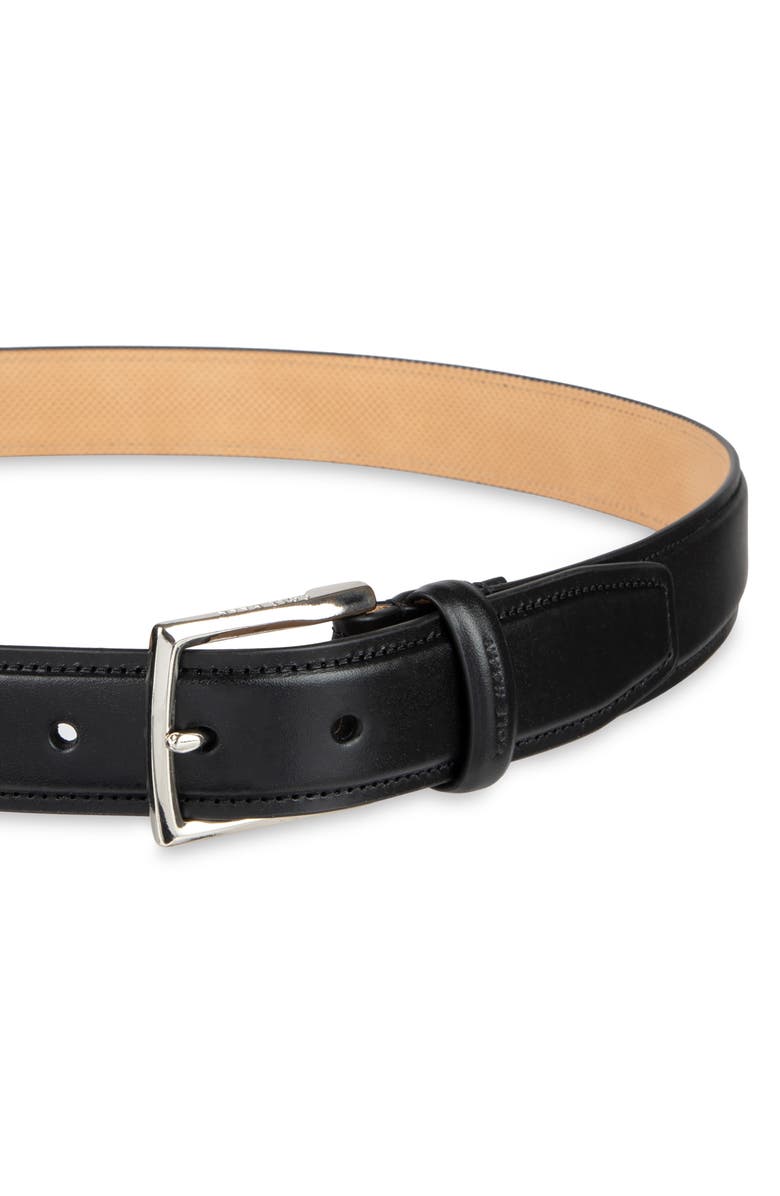 Cole Haan Burnished Edge Leather Belt, Alternate, color, Black