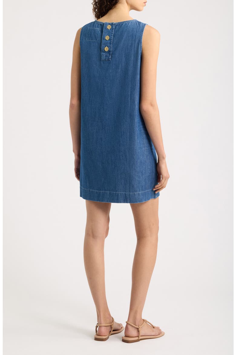 Shell Sleeveless Denim Shift Dress, Alternate, color, DISTRESSED INDIGO WASHED DENIM