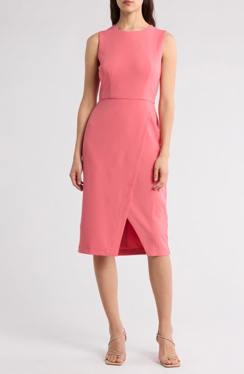 Sleeveless Wrap Knee Length Dress