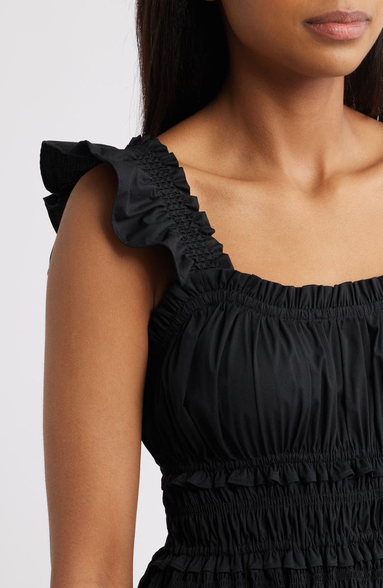 Anne Klein Smocked Ruffle Trim Midi Dress, Alternate, color, 