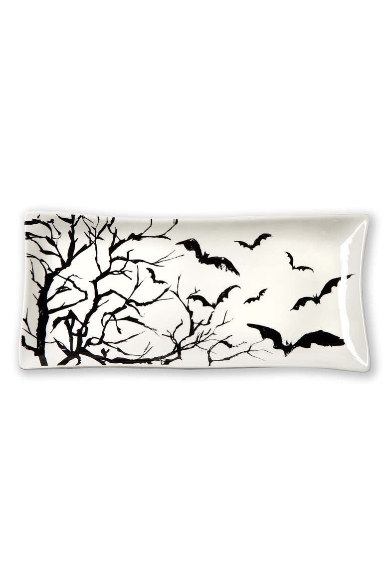 Spellbound Black Ceramic Platter for Halloween Serving, Main, color, Black