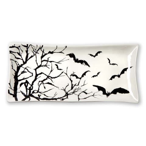 Spellbound Black Ceramic Platter for Halloween Serving