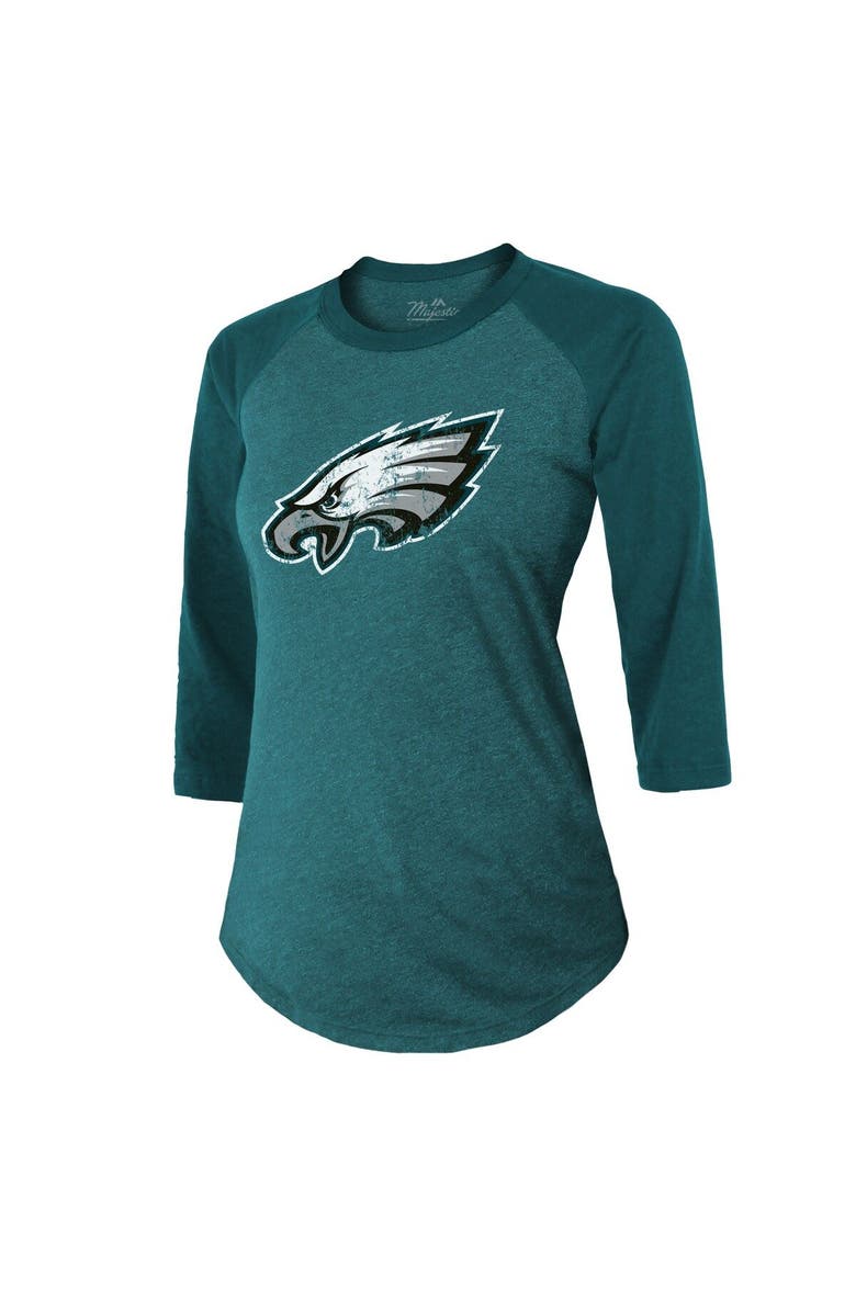 Majestic Threads Women's Majestic Threads A.J. Brown Midnight Green Philadelphia Eagles Name & Number Raglan 3/4 Sleeve T-Shirt, Alternate, color, 