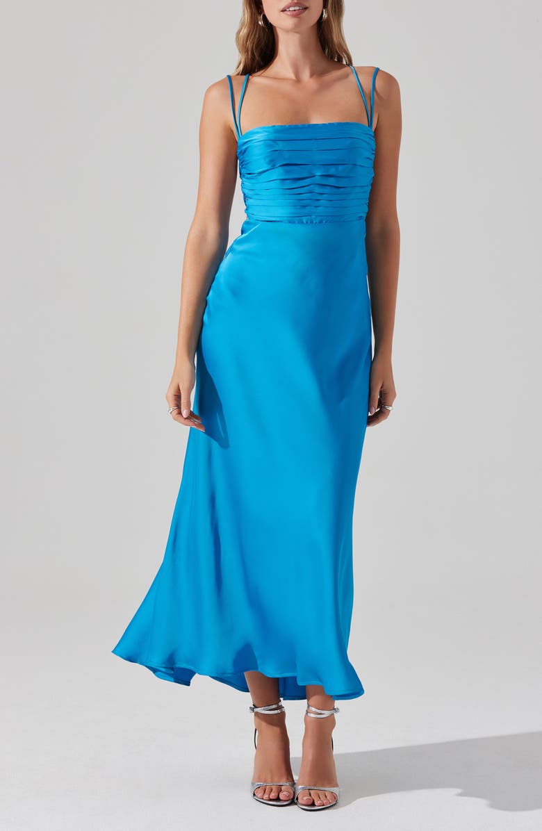 ASTR the Label Antila Lace-Up Back Maxi Dress, Alternate, color, Turquoise Blue