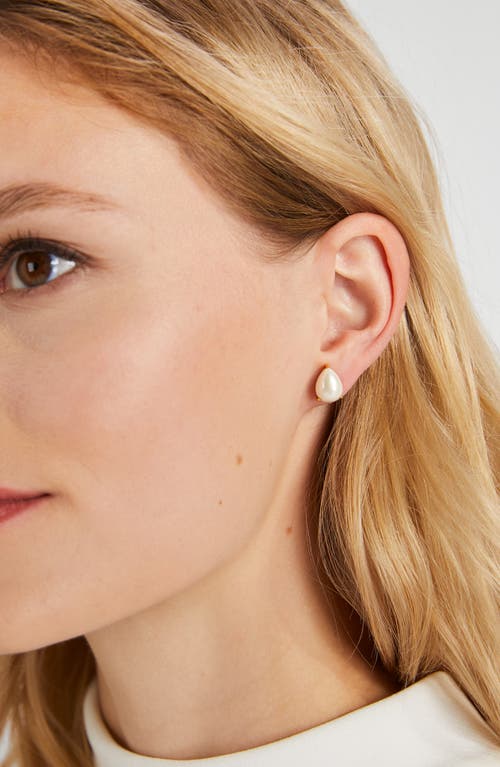 Kate Spade New York Imitation Pearl Stud Earrings In Cream/gold