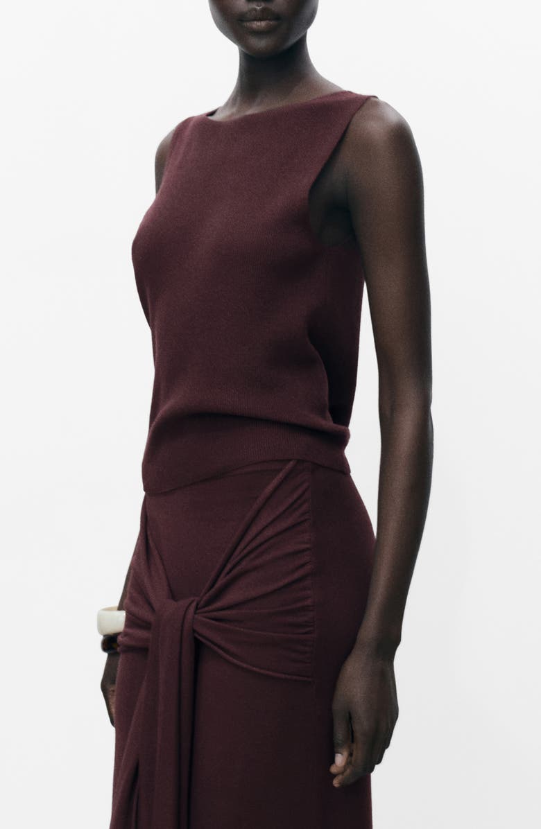 MANGO Fine Rib Sweater Tank, Main, color, Chocolate