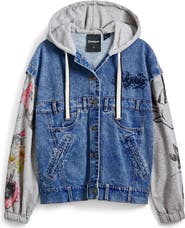 Desigual Mickey Mouse Hooded Denim Trucker Jacket