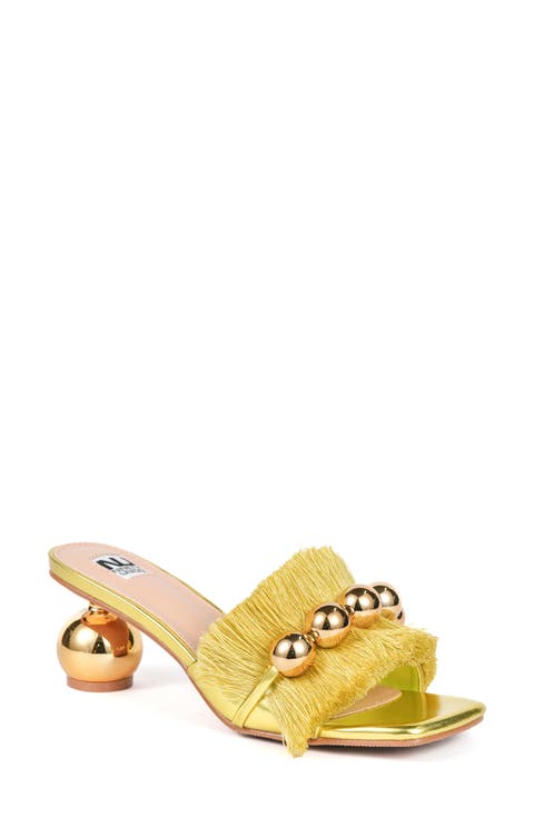Miami Fringed Orb Heel Slide Sandal (Women)