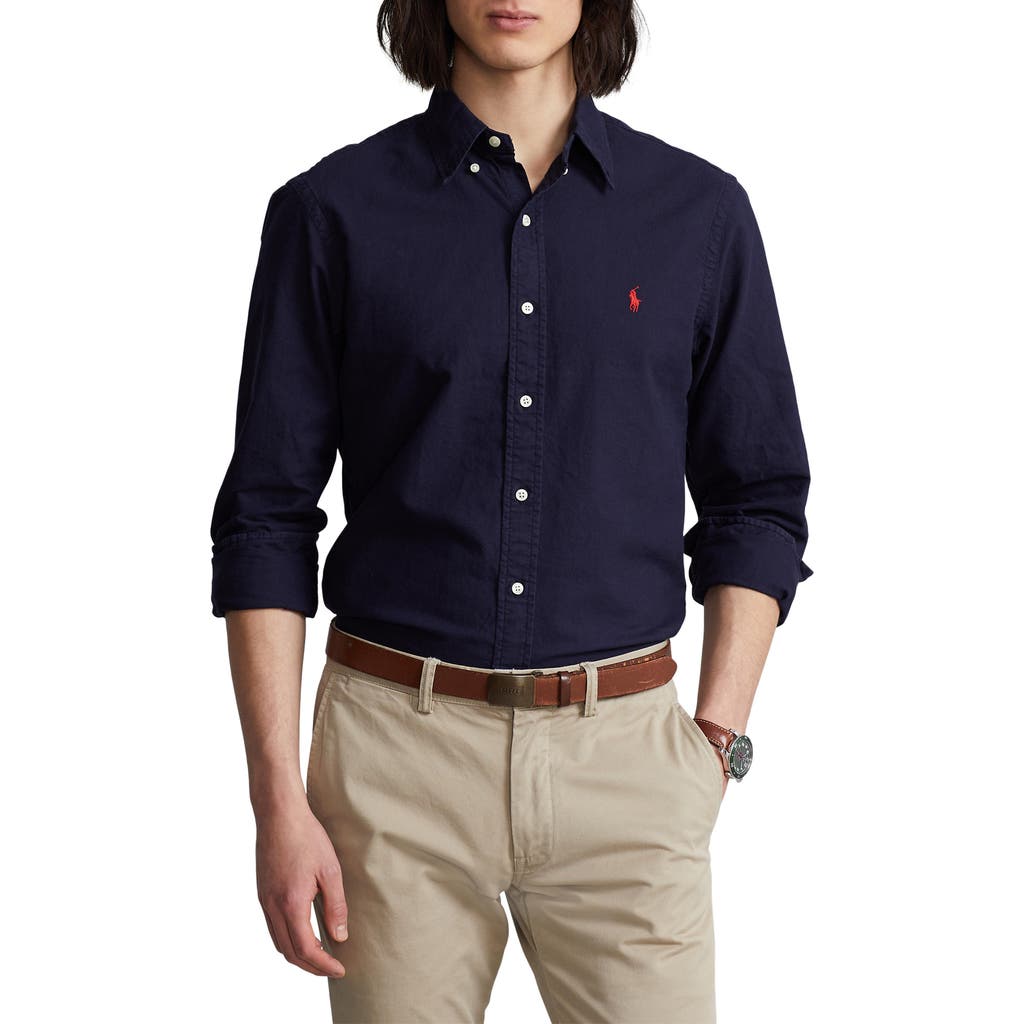 Shop Polo Ralph Lauren Long Sleeve Cotton Oxford Button-down Shirt In Rl Navy