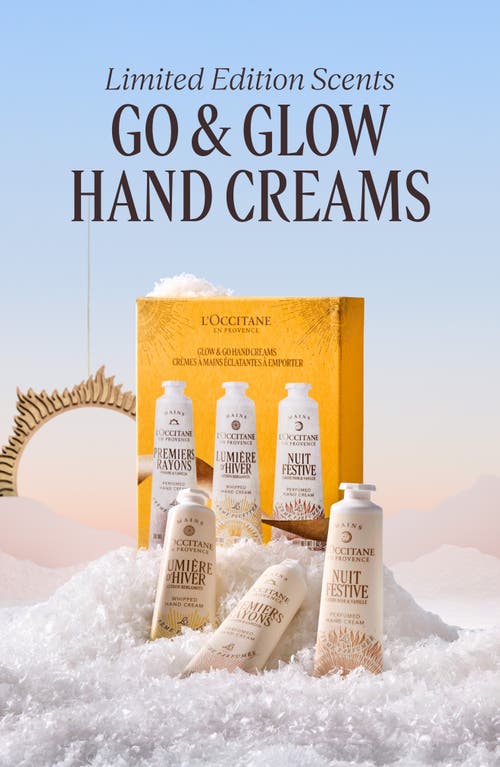 L'occitane Glow & Go Hand Cream Set $39 Value In Transparent