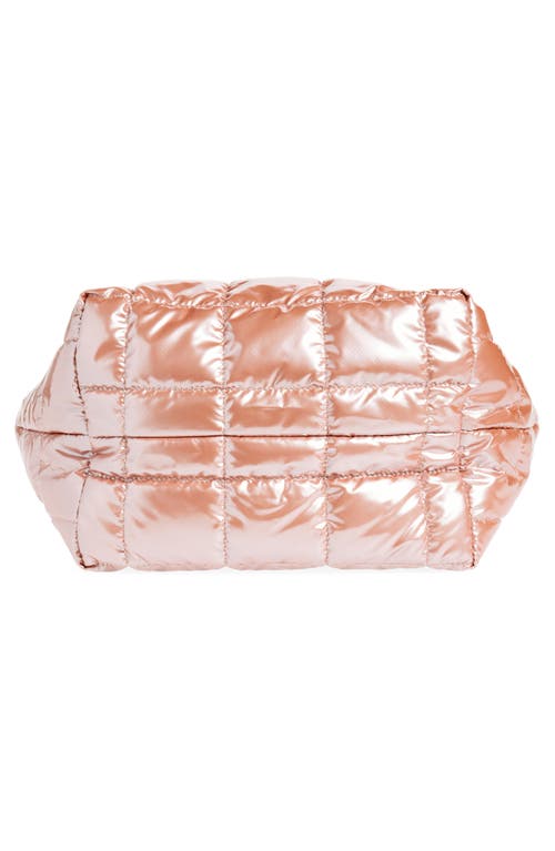 Veecollective Small Porter Water Repellent Quilted Recycled Nylon Tote In Gin Fizz Metallic