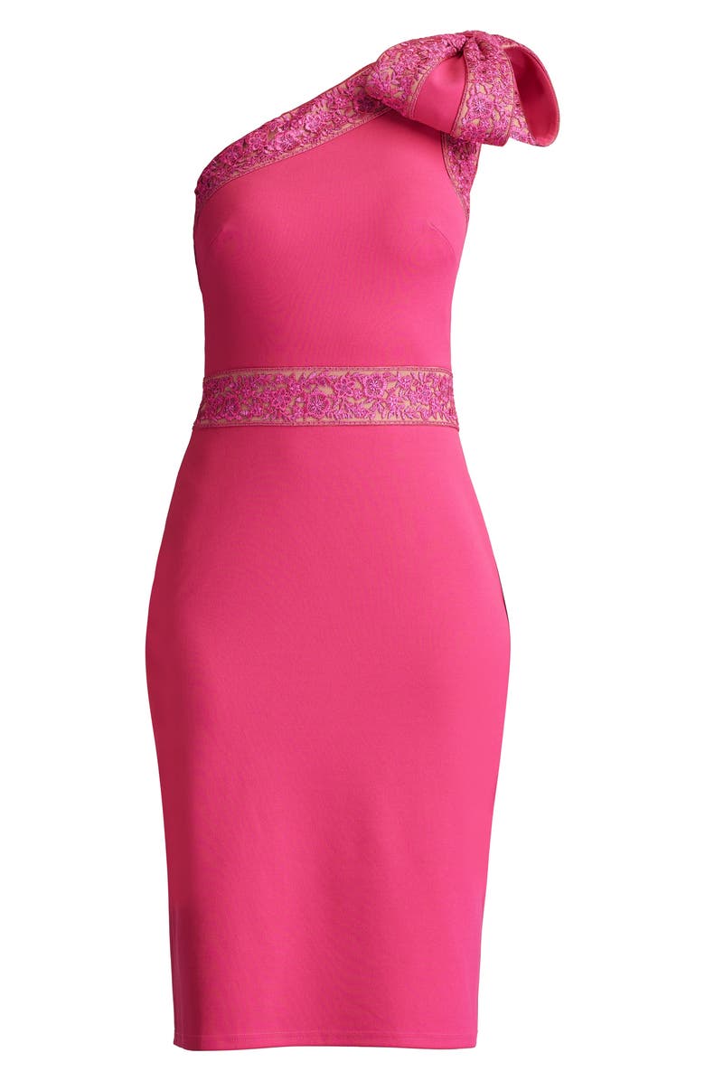 Tadashi Shoji Lace Detail One-Shoulder Sheath Cocktail Dress, Alternate, color, 