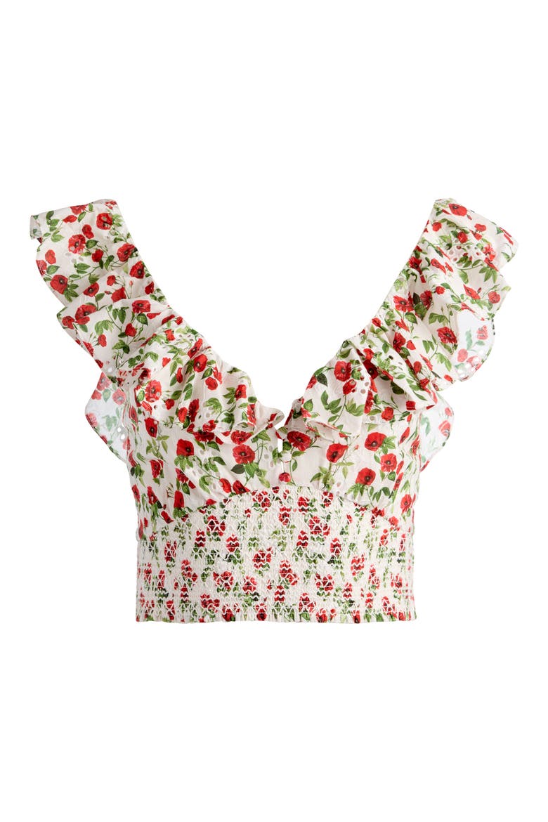 Gemma Embroidered Eyelet Top, Alternate, color, SUMMER POPPY SM