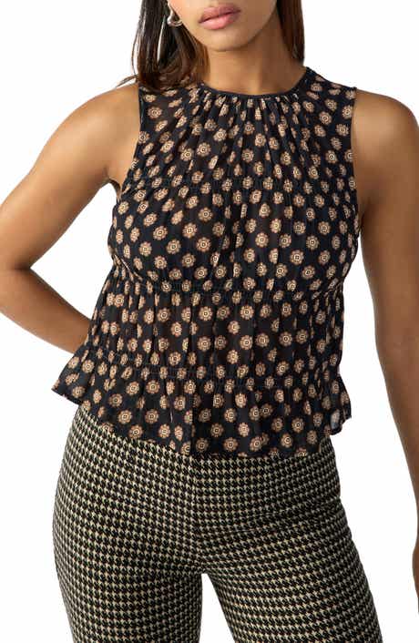 Sanctuary Medallion Print Shirred Top