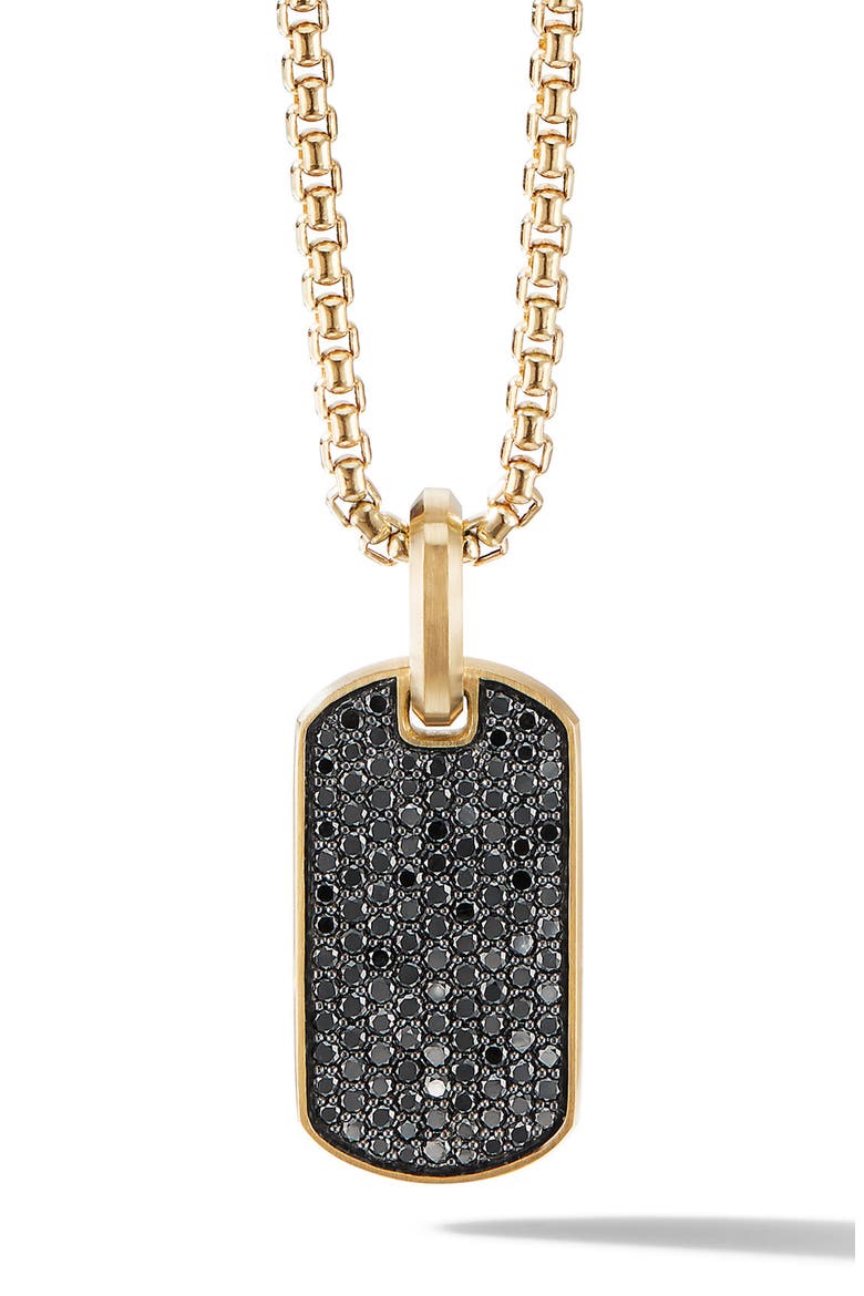 Men's Chevron Tag in 18K Yellow Gold with Pavé Diamonds, 27mm, Main, color, BLACK DIAMOND